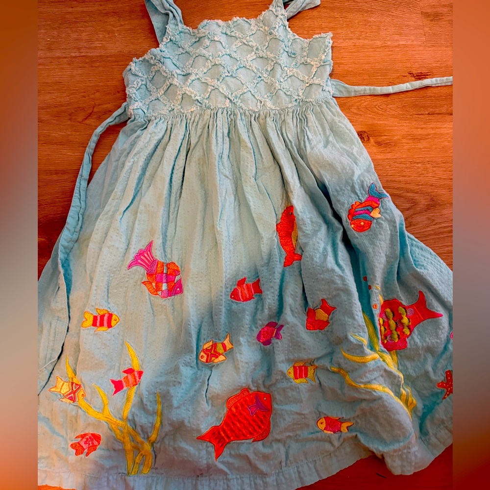 Cotton kids brand size 6 summer dress with fish on it. Like new